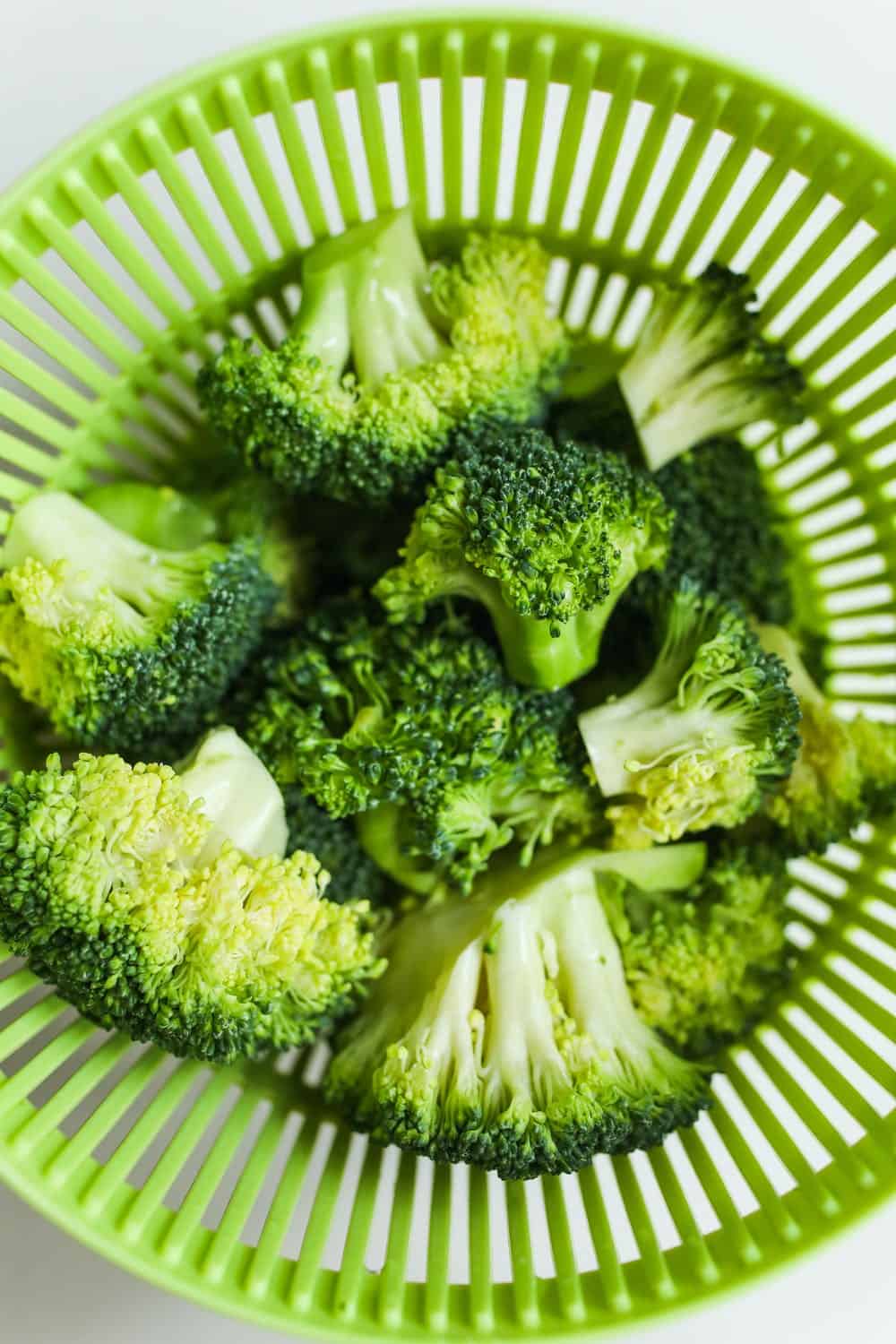 Broccoli in a green bowl