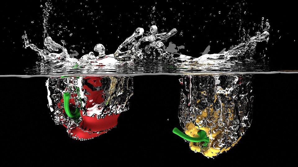 Bell peppers in water